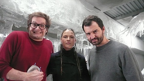 Bryan Fuller, Ali Larter and Greg Yataines on the set of Cold Snap